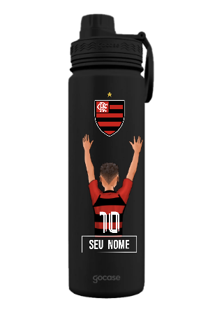 Garrafa Térmica Flamengo Garoto Rubro-Negro ( Personalize Nome + Número )